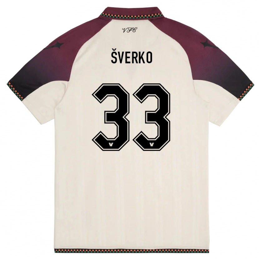Danxen Børn Marin Šverko #33 Creme Bourgogne Udebane Spillertrøjer 2025/26 Trøje T-Shirt