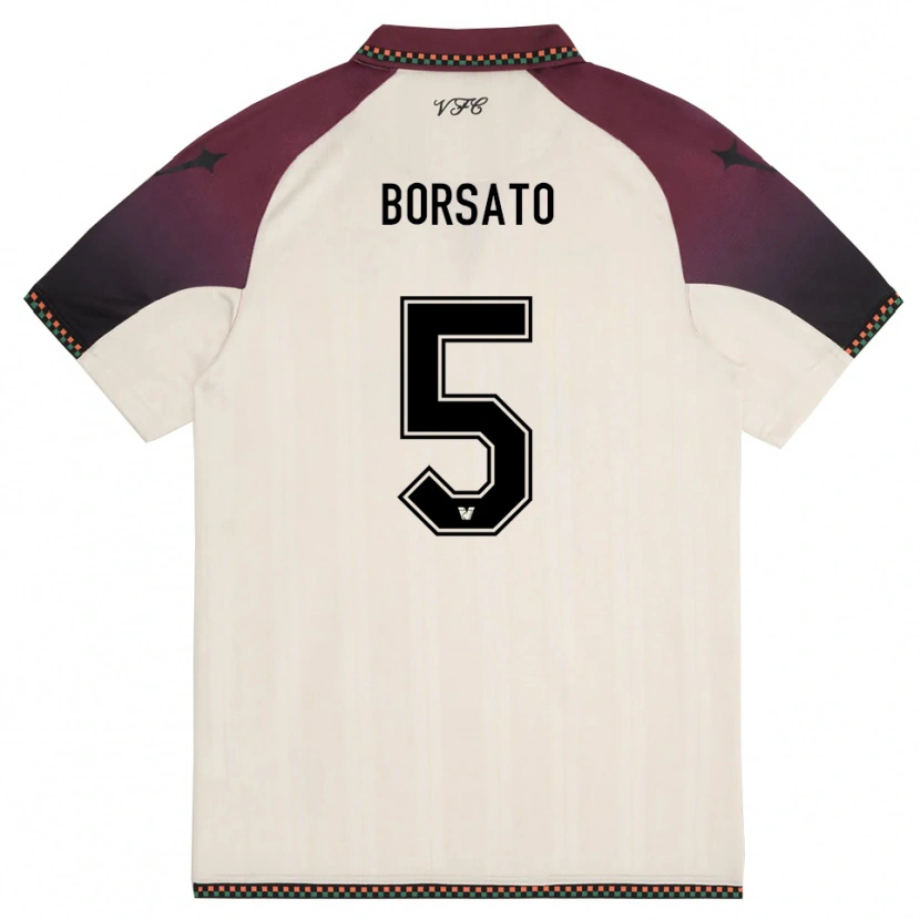 Danxen Børn Giulia Borsato #5 Creme Bourgogne Udebane Spillertrøjer 2025/26 Trøje T-Shirt