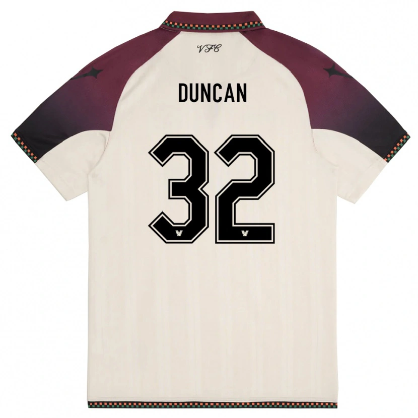 Danxen Børn Alfred Duncan #32 Creme Bourgogne Udebane Spillertrøjer 2025/26 Trøje T-Shirt