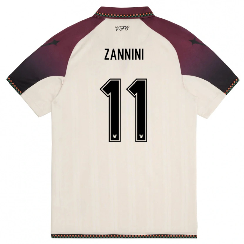Danxen Børn Sofia Zannini #11 Creme Bourgogne Udebane Spillertrøjer 2025/26 Trøje T-Shirt
