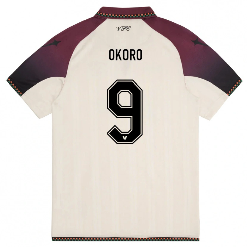Danxen Børn Alvin Okoro #9 Creme Bourgogne Udebane Spillertrøjer 2025/26 Trøje T-Shirt