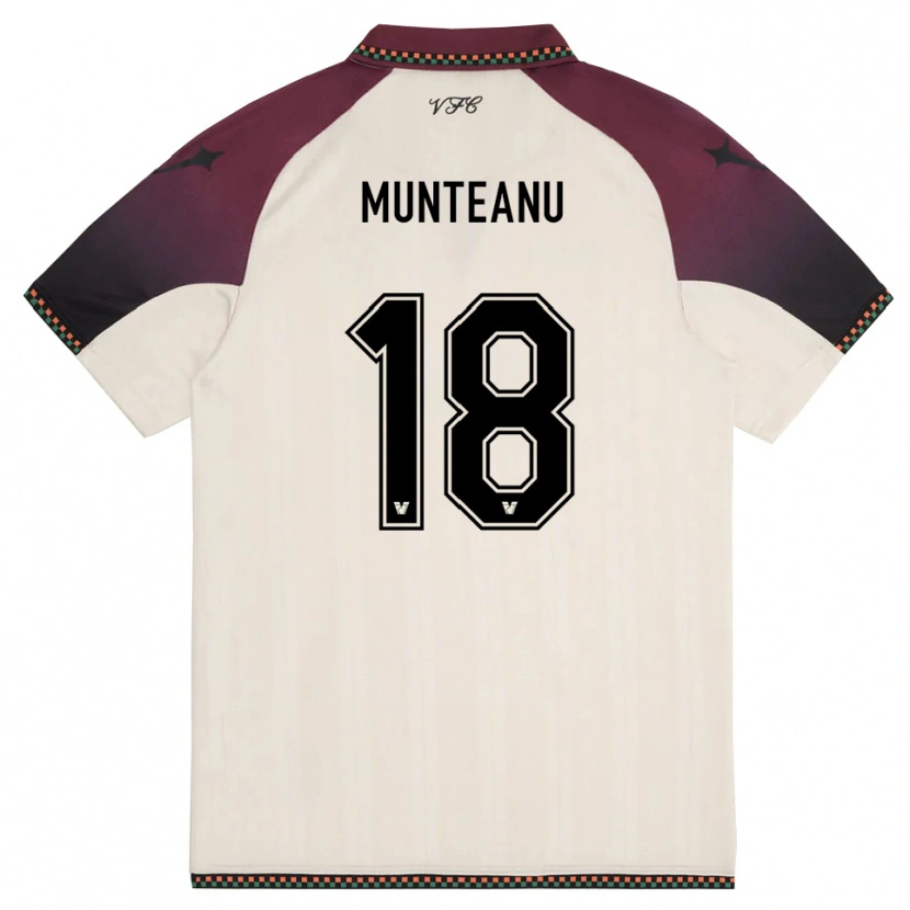 Danxen Børn Denis Munteanu #18 Creme Bourgogne Udebane Spillertrøjer 2025/26 Trøje T-Shirt