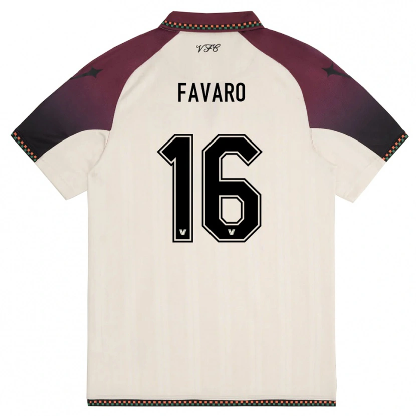 Danxen Børn Federico Favaro #16 Creme Bourgogne Udebane Spillertrøjer 2025/26 Trøje T-Shirt