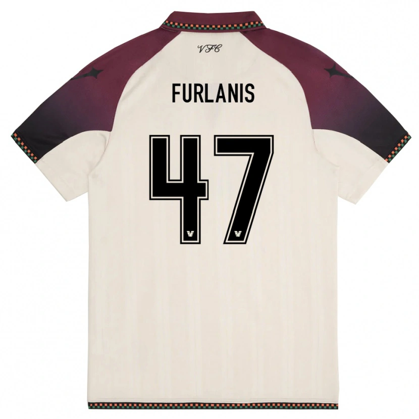 Danxen Børn Giorgia Furlanis #47 Creme Bourgogne Udebane Spillertrøjer 2025/26 Trøje T-Shirt
