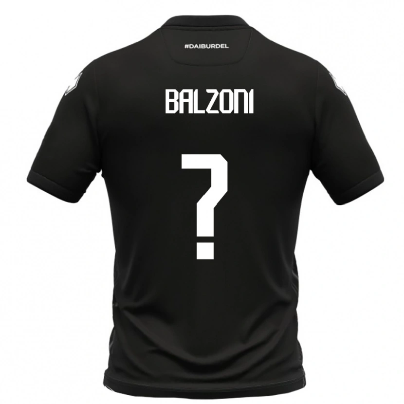 Danxen Børn Mattia Balzoni #0 Sort Hvid Udebane Spillertrøjer 2025/26 Trøje T-Shirt