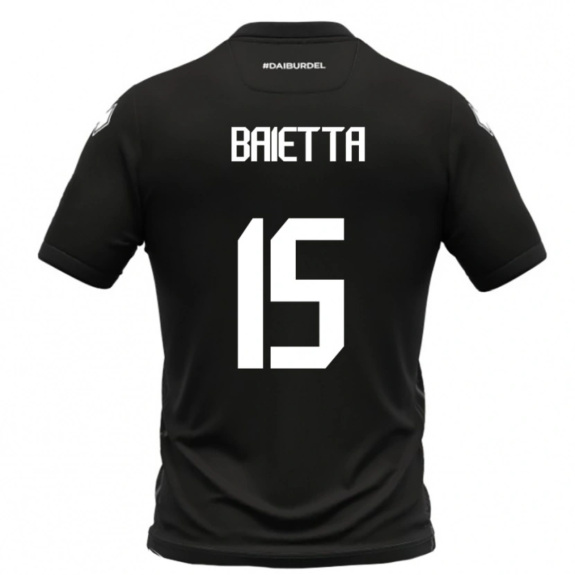 Danxen Børn Pietro Baietta #15 Sort Hvid Udebane Spillertrøjer 2025/26 Trøje T-Shirt