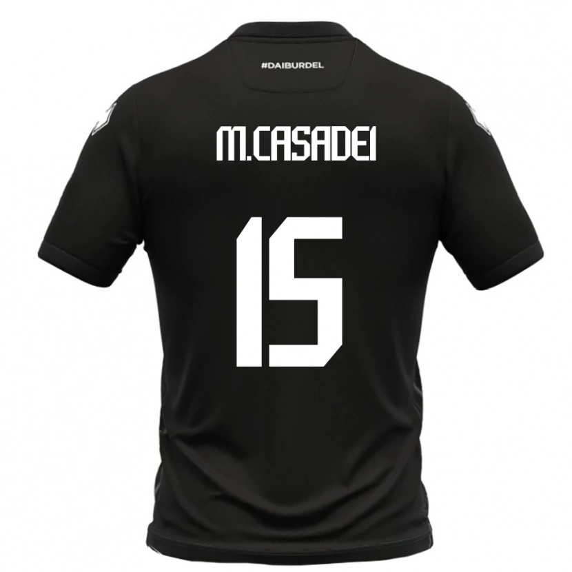Danxen Børn Matteo Casadei #15 Sort Hvid Udebane Spillertrøjer 2025/26 Trøje T-Shirt
