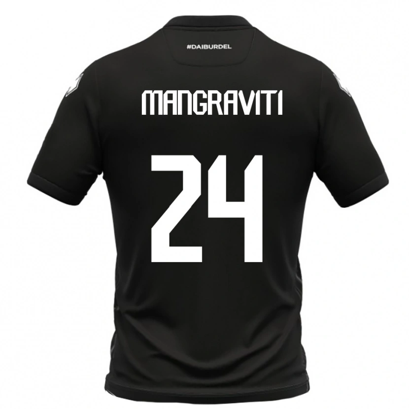 Danxen Børn Massimiliano Mangraviti #24 Sort Hvid Udebane Spillertrøjer 2025/26 Trøje T-Shirt