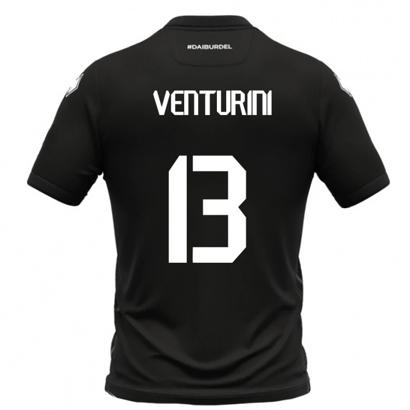 Danxen Børn Diego Venturini #13 Sort Hvid Udebane Spillertrøjer 2025/26 Trøje T-Shirt