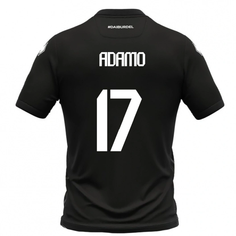 Danxen Børn Emanuele Adamo #17 Sort Hvid Udebane Spillertrøjer 2025/26 Trøje T-Shirt
