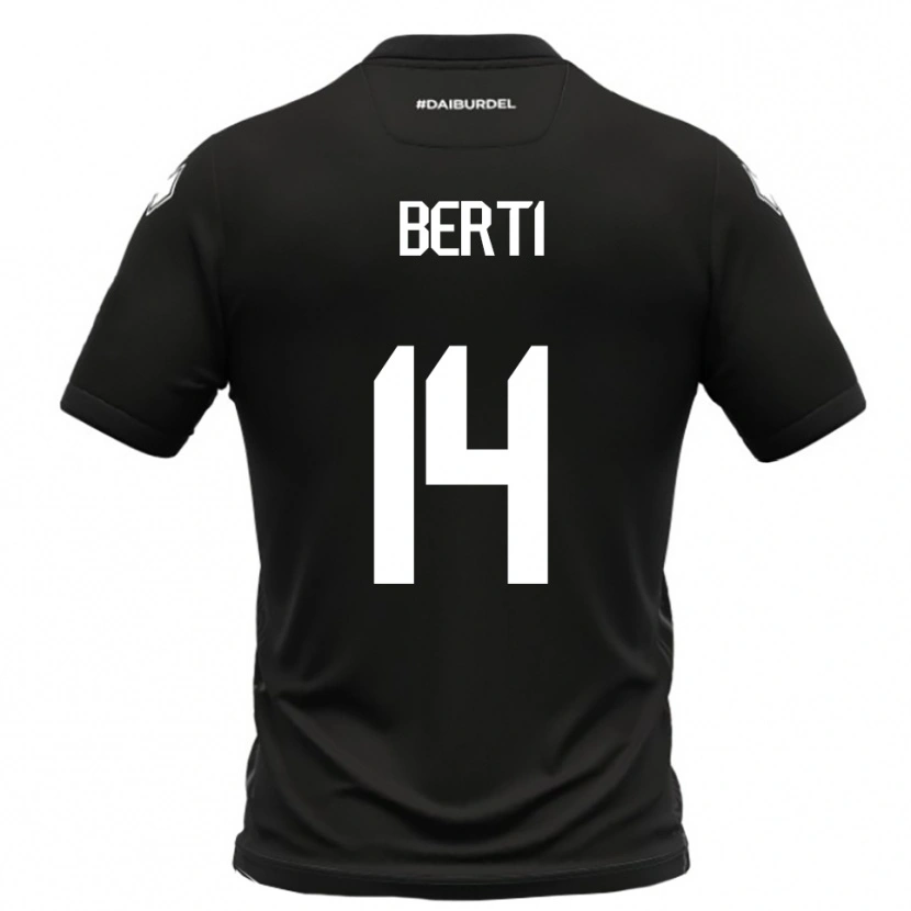 Danxen Børn Tommaso Berti #14 Sort Hvid Udebane Spillertrøjer 2025/26 Trøje T-Shirt