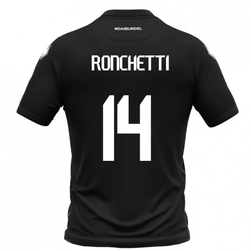 Danxen Børn Filippo Ronchetti #14 Sort Hvid Udebane Spillertrøjer 2025/26 Trøje T-Shirt