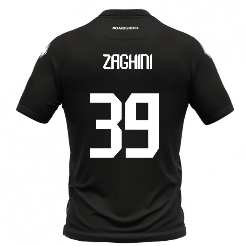 Danxen Børn Mattia Zaghini #39 Sort Hvid Udebane Spillertrøjer 2025/26 Trøje T-Shirt