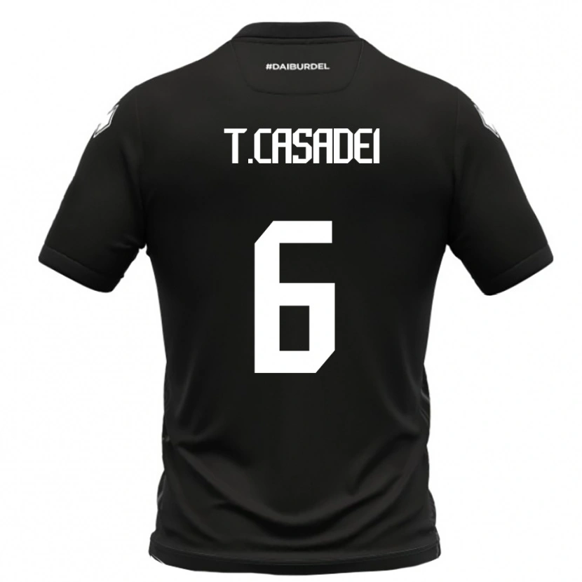 Danxen Børn Tommaso Casadei #6 Sort Hvid Udebane Spillertrøjer 2025/26 Trøje T-Shirt