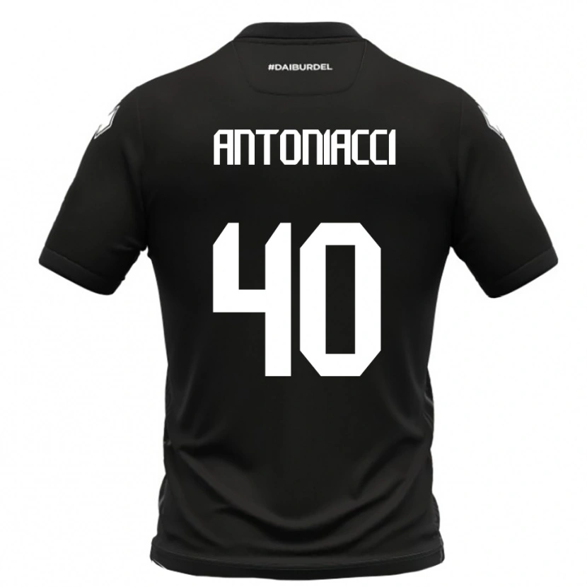 Danxen Børn Augusto Antoniacci #40 Sort Hvid Udebane Spillertrøjer 2025/26 Trøje T-Shirt