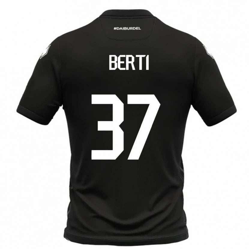 Danxen Børn Filippo Berti #37 Sort Hvid Udebane Spillertrøjer 2025/26 Trøje T-Shirt