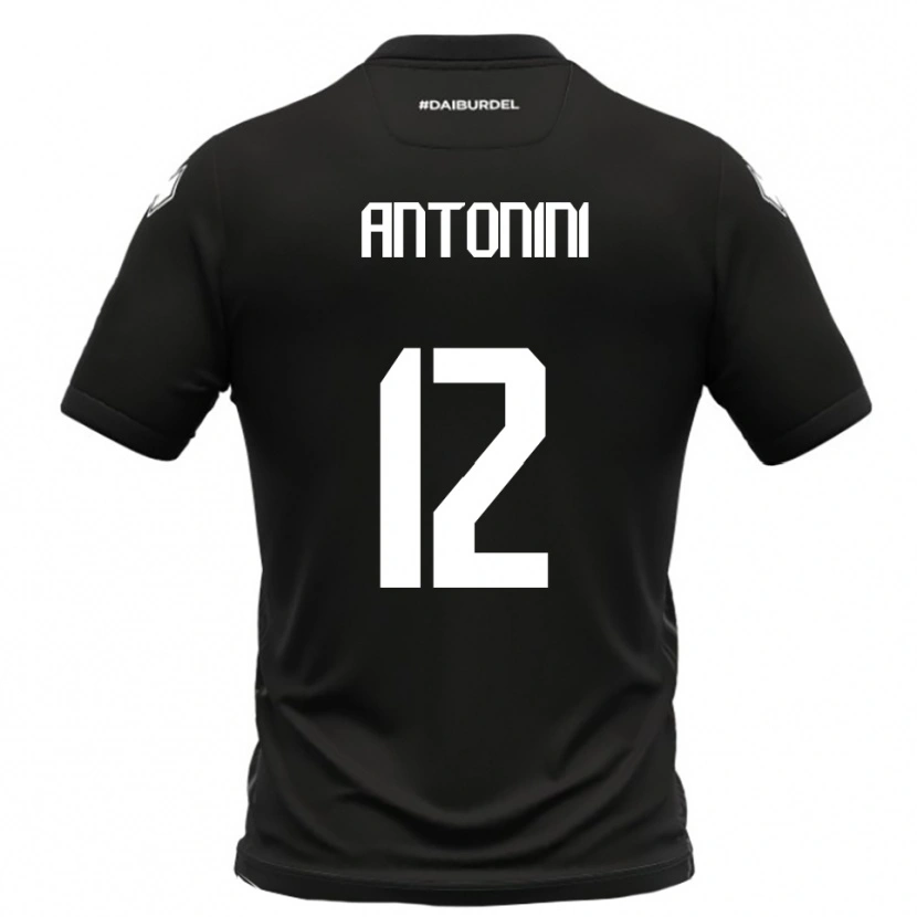 Danxen Børn Francesco Antonini #12 Sort Hvid Udebane Spillertrøjer 2025/26 Trøje T-Shirt