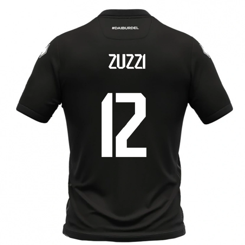 Danxen Børn Riccardo Zuzzi #12 Sort Hvid Udebane Spillertrøjer 2025/26 Trøje T-Shirt