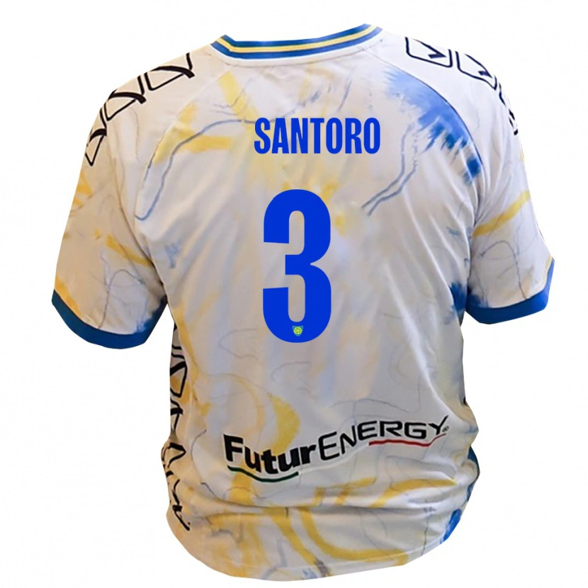 Danxen Børn Albert Santoro #3 Hvid Gul Blå Udebane Spillertrøjer 2025/26 Trøje T-Shirt