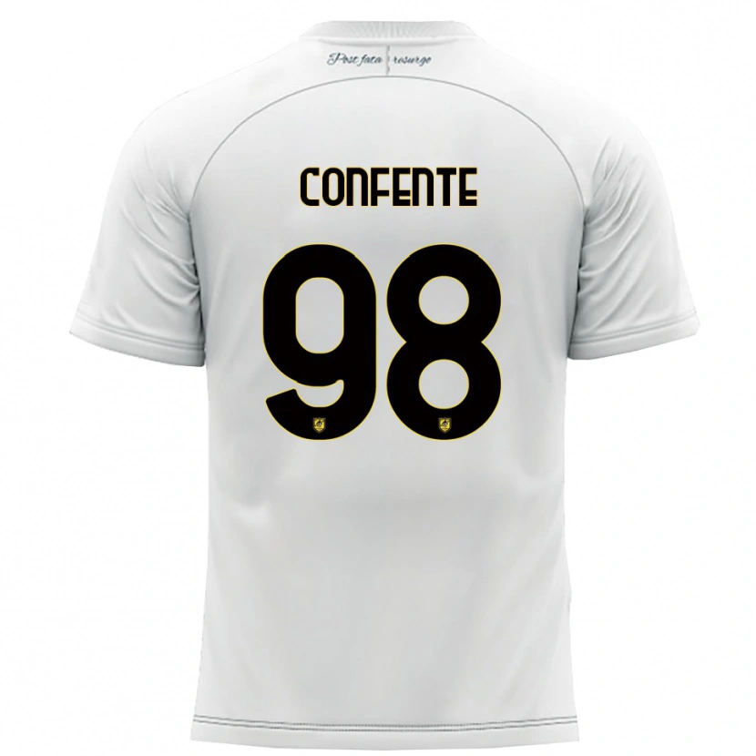 Danxen Børn Alessandro Confente #98 Hvid Gul Udebane Spillertrøjer 2025/26 Trøje T-Shirt