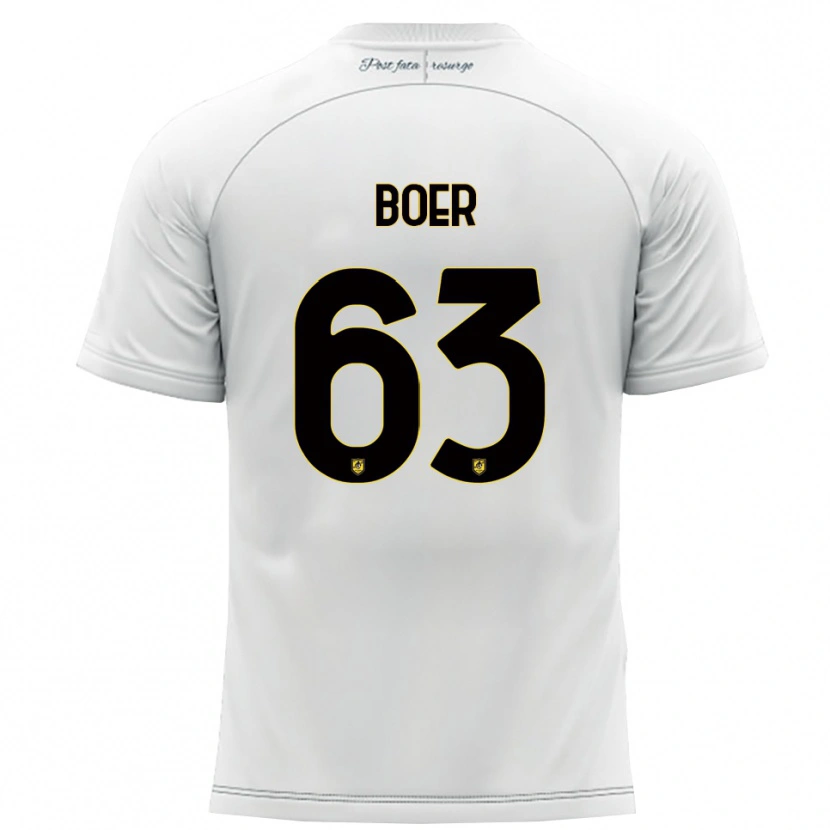 Danxen Børn Pietro Boer #63 Hvid Gul Udebane Spillertrøjer 2025/26 Trøje T-Shirt