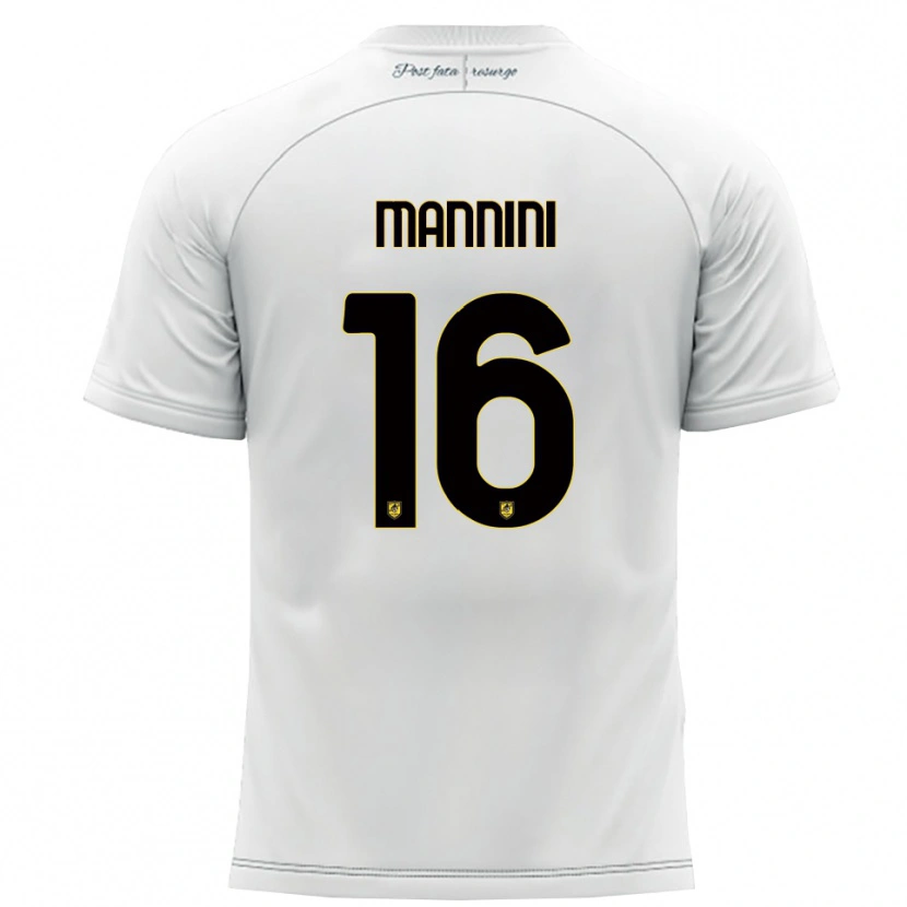 Danxen Børn Mattia Mannini #16 Hvid Gul Udebane Spillertrøjer 2025/26 Trøje T-Shirt