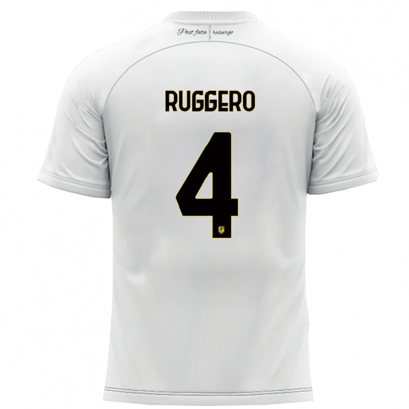 Danxen Børn Marco Ruggero #4 Hvid Gul Udebane Spillertrøjer 2025/26 Trøje T-Shirt