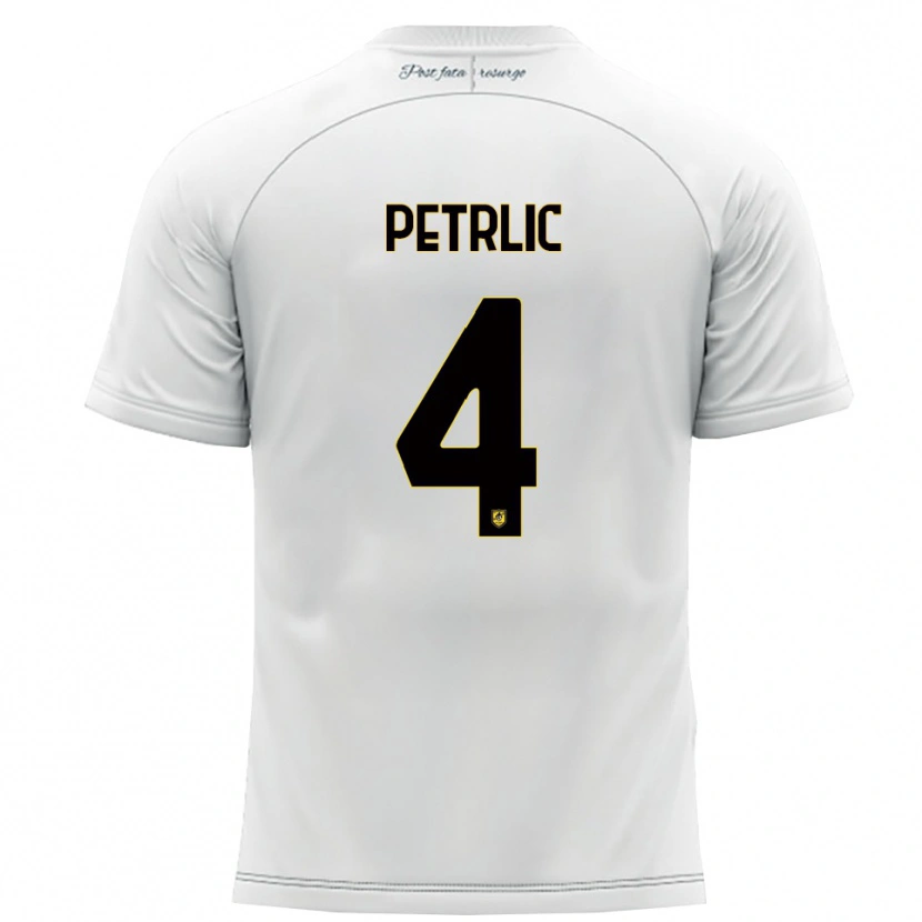 Danxen Børn Vincenzo Petrlic #4 Hvid Gul Udebane Spillertrøjer 2025/26 Trøje T-Shirt