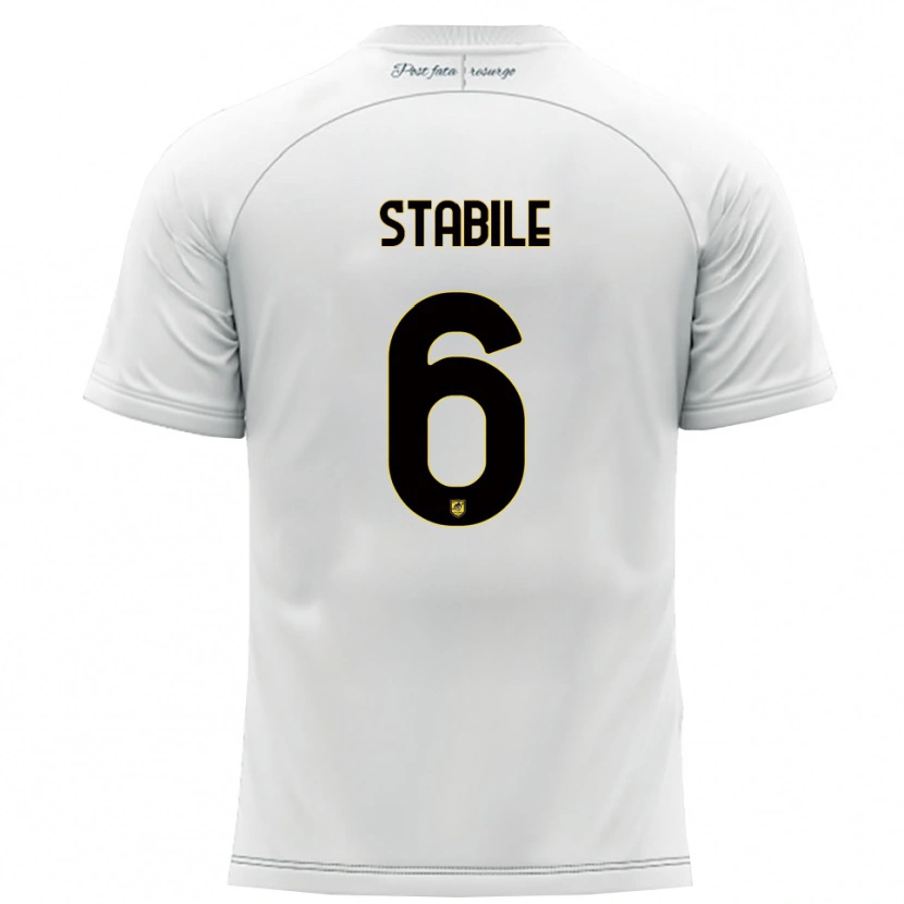 Danxen Børn Giacomo Stabile #6 Hvid Gul Udebane Spillertrøjer 2025/26 Trøje T-Shirt