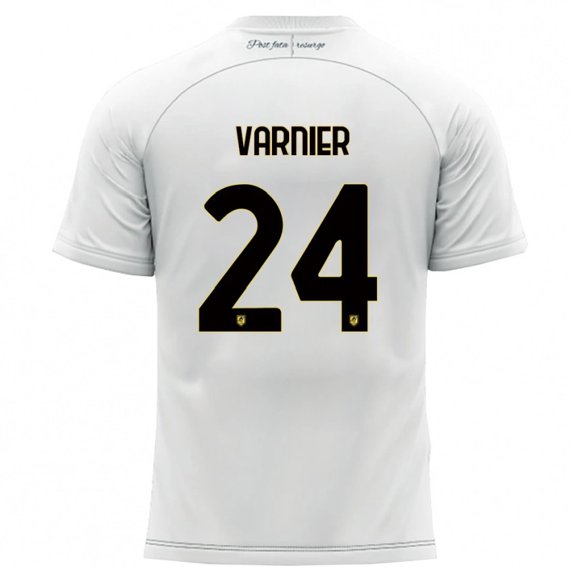 Danxen Børn Marco Varnier #24 Hvid Gul Udebane Spillertrøjer 2025/26 Trøje T-Shirt
