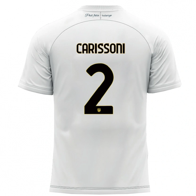 Danxen Børn Lorenzo Carissoni #2 Hvid Gul Udebane Spillertrøjer 2025/26 Trøje T-Shirt