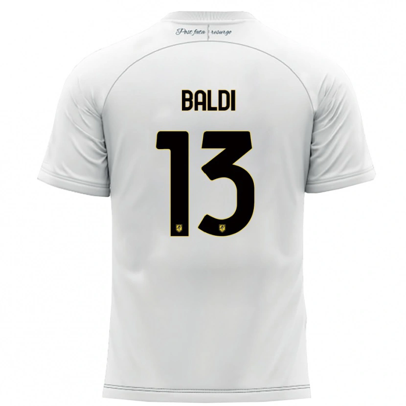 Danxen Børn Matteo Baldi #13 Hvid Gul Udebane Spillertrøjer 2025/26 Trøje T-Shirt
