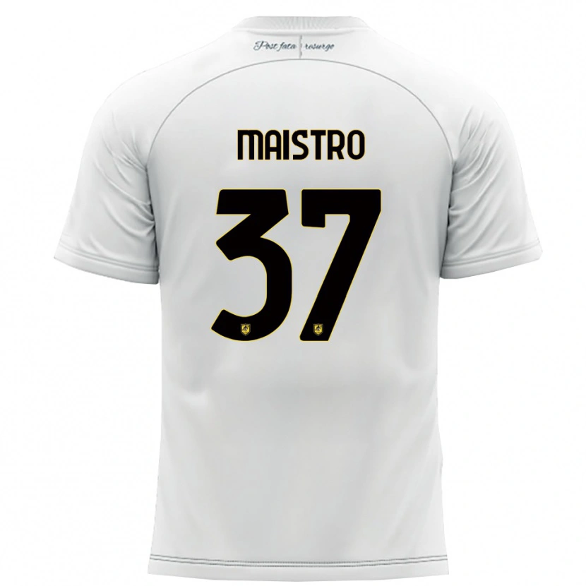 Danxen Børn Fabio Maistro #37 Hvid Gul Udebane Spillertrøjer 2025/26 Trøje T-Shirt