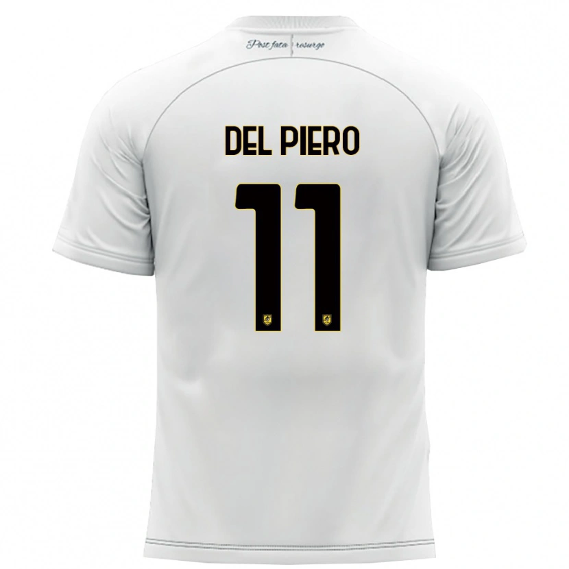 Danxen Børn Lorenzo Del Piero #11 Hvid Gul Udebane Spillertrøjer 2025/26 Trøje T-Shirt