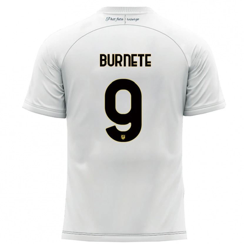 Danxen Børn Rareș Burnete #9 Hvid Gul Udebane Spillertrøjer 2025/26 Trøje T-Shirt