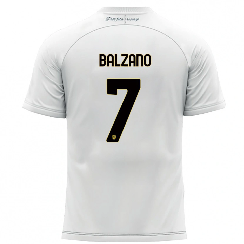 Danxen Børn Francesco Balzano #7 Hvid Gul Udebane Spillertrøjer 2025/26 Trøje T-Shirt