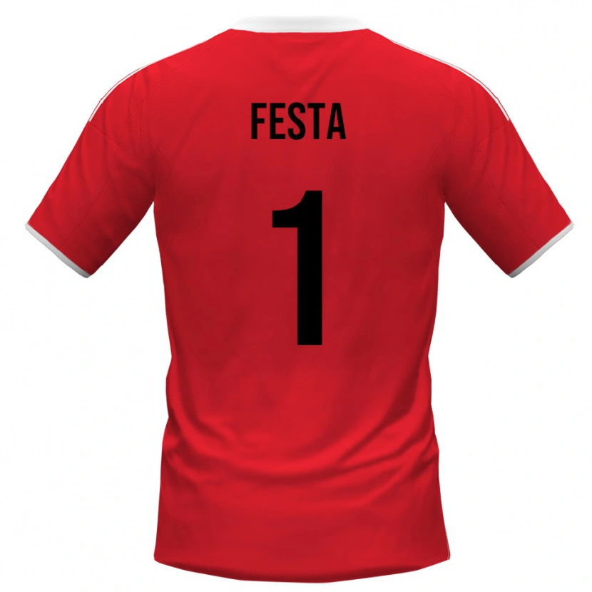 Danxen Børn Marco Festa #1 Rød Hvid Udebane Spillertrøjer 2025/26 Trøje T-Shirt