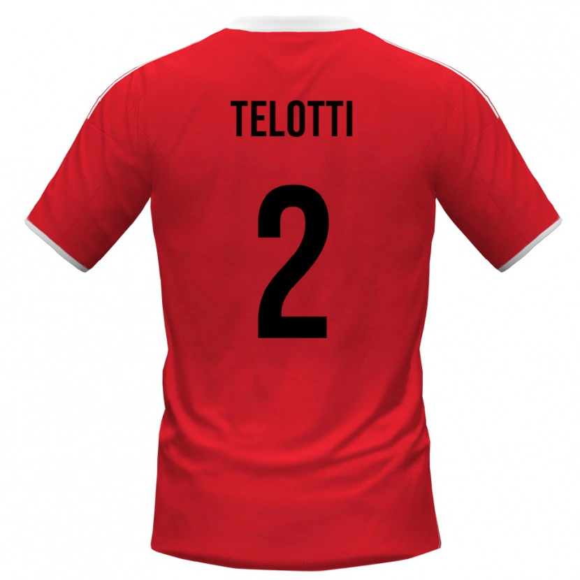 Danxen Børn Giacomo Telotti #2 Rød Hvid Udebane Spillertrøjer 2025/26 Trøje T-Shirt