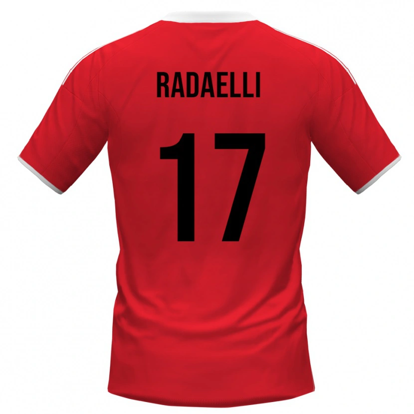 Danxen Børn Nicolò Radaelli #17 Rød Hvid Udebane Spillertrøjer 2025/26 Trøje T-Shirt
