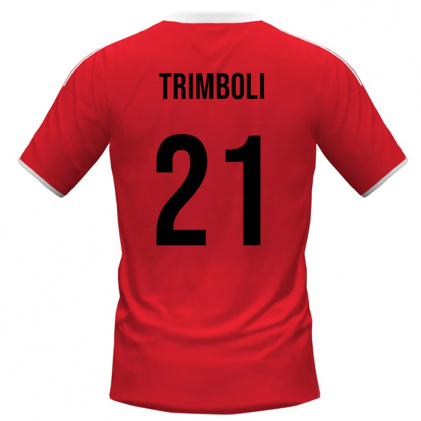 Danxen Børn Simone Trimboli #21 Rød Hvid Udebane Spillertrøjer 2025/26 Trøje T-Shirt