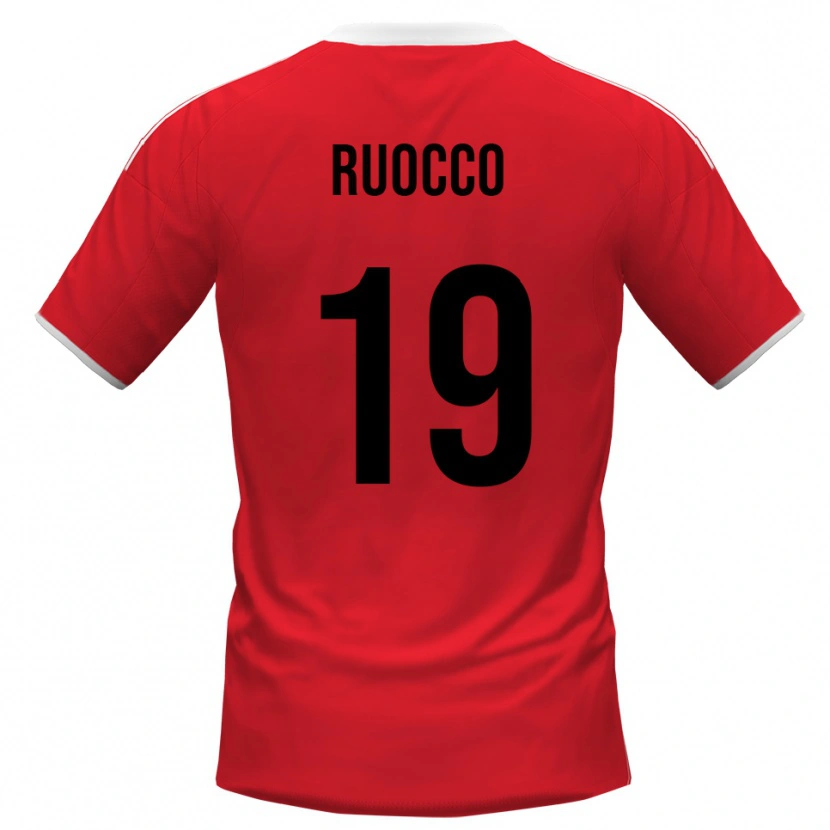 Danxen Børn Francesco Ruocco #19 Rød Hvid Udebane Spillertrøjer 2025/26 Trøje T-Shirt