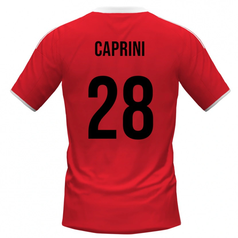Danxen Børn Maat Daniel Caprini #28 Rød Hvid Udebane Spillertrøjer 2025/26 Trøje T-Shirt