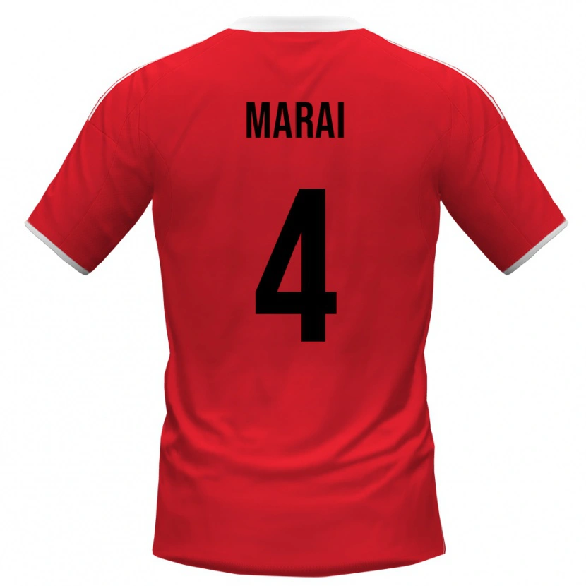 Danxen Børn Cristian Marai #4 Rød Hvid Udebane Spillertrøjer 2025/26 Trøje T-Shirt