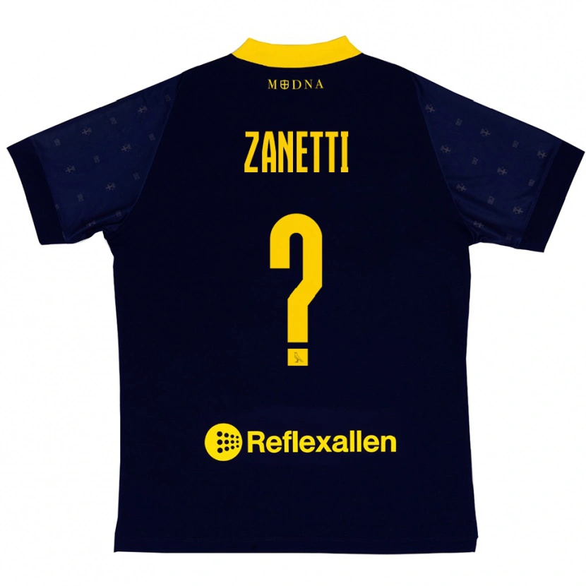 Danxen Børn Matteo Zanetti #0 Mørkeblå Gul Udebane Spillertrøjer 2025/26 Trøje T-Shirt
