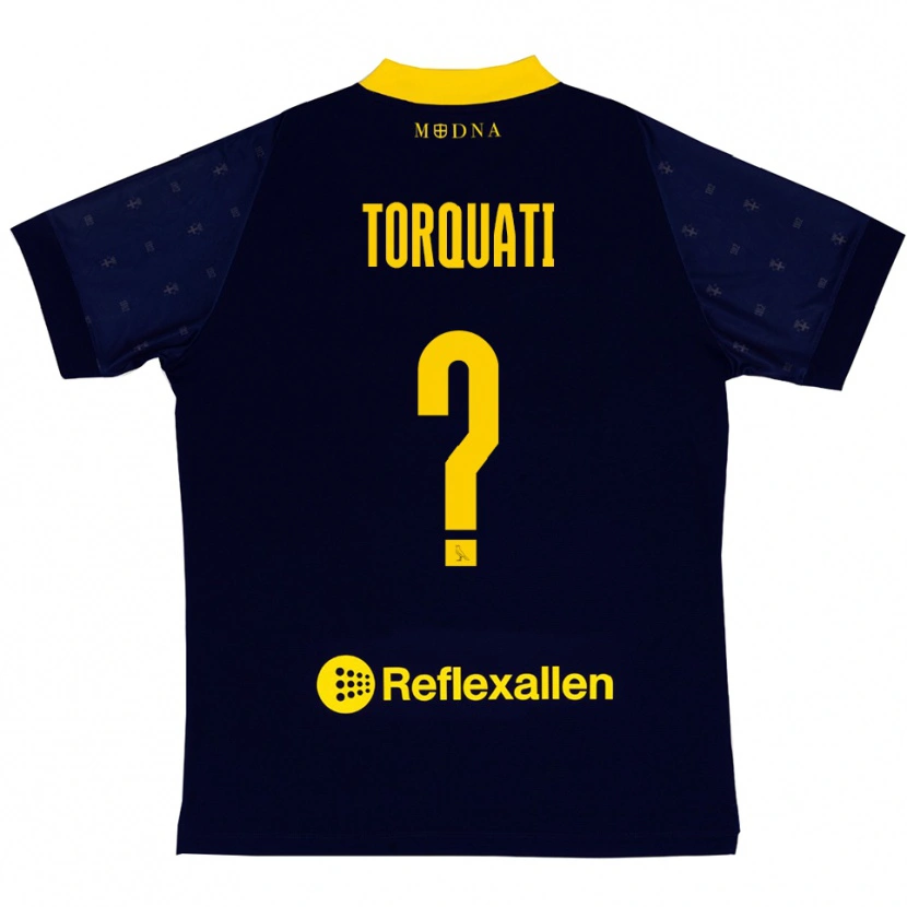 Danxen Børn Alessandro Torquati #0 Mørkeblå Gul Udebane Spillertrøjer 2025/26 Trøje T-Shirt