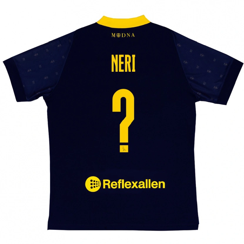 Danxen Børn Jacopo Neri #0 Mørkeblå Gul Udebane Spillertrøjer 2025/26 Trøje T-Shirt