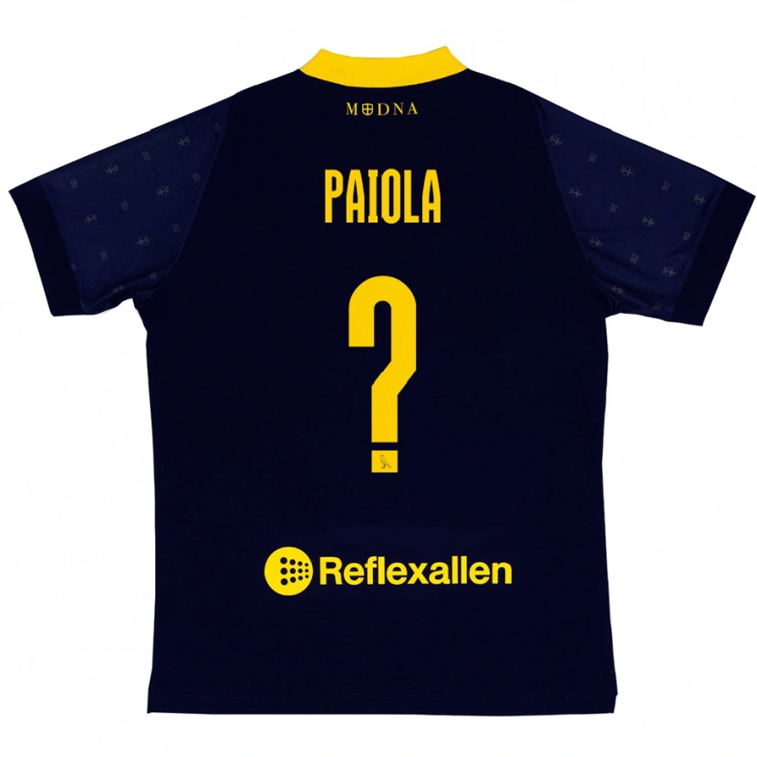 Danxen Børn Andrea Paiola #0 Mørkeblå Gul Udebane Spillertrøjer 2025/26 Trøje T-Shirt