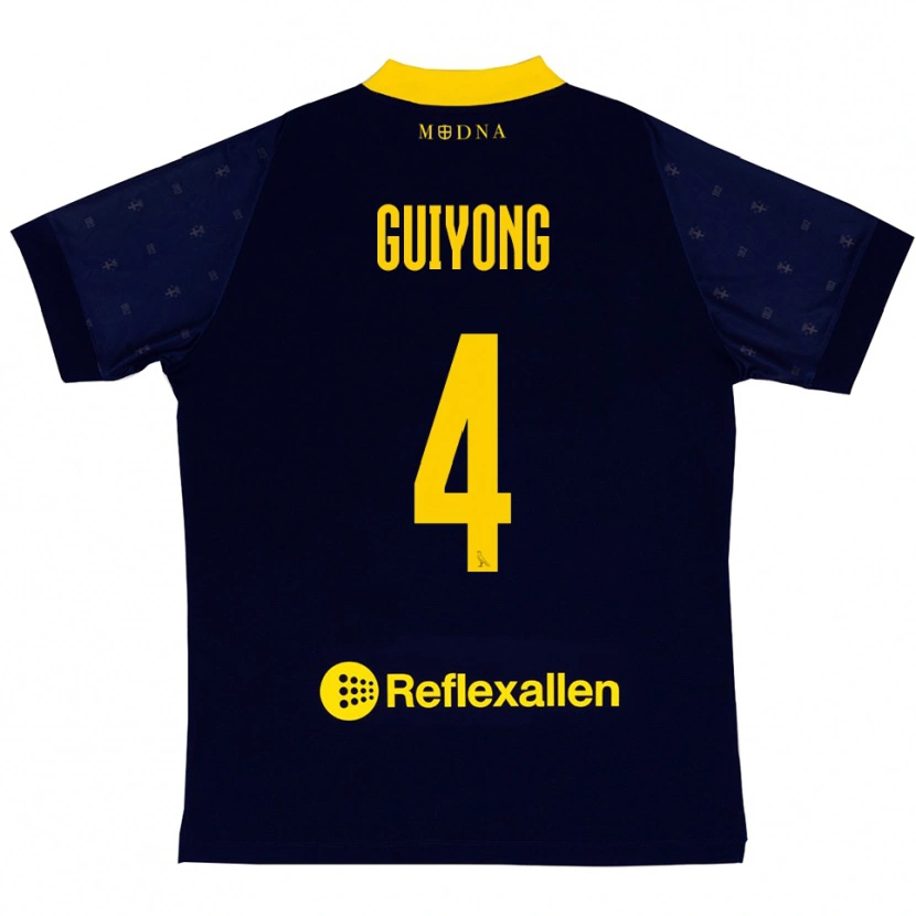 Danxen Børn Franck Guiyong #4 Mørkeblå Gul Udebane Spillertrøjer 2025/26 Trøje T-Shirt