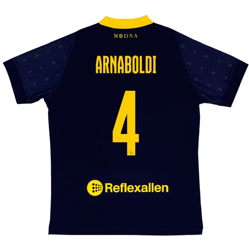 Danxen Børn Pietro Arnaboldi #4 Mørkeblå Gul Udebane Spillertrøjer 2025/26 Trøje T-Shirt