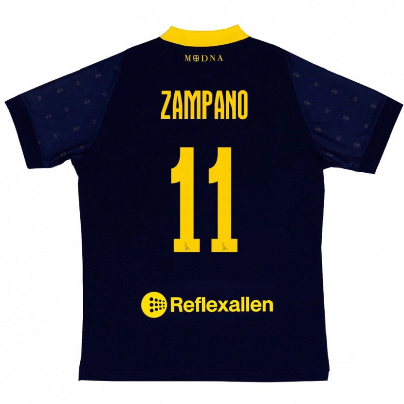 Danxen Børn Francesco Zampano #11 Mørkeblå Gul Udebane Spillertrøjer 2025/26 Trøje T-Shirt